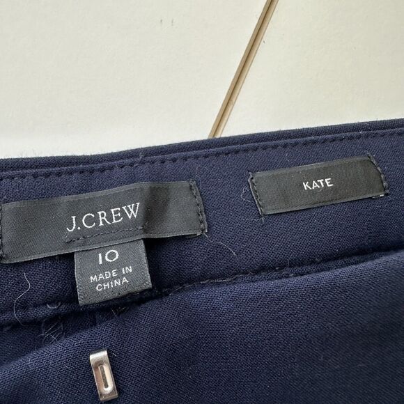 J Crew Kate Straight Leg Pants Four Season Stretch Womens 10 Navy High Rise Work - Picture 6 of 13